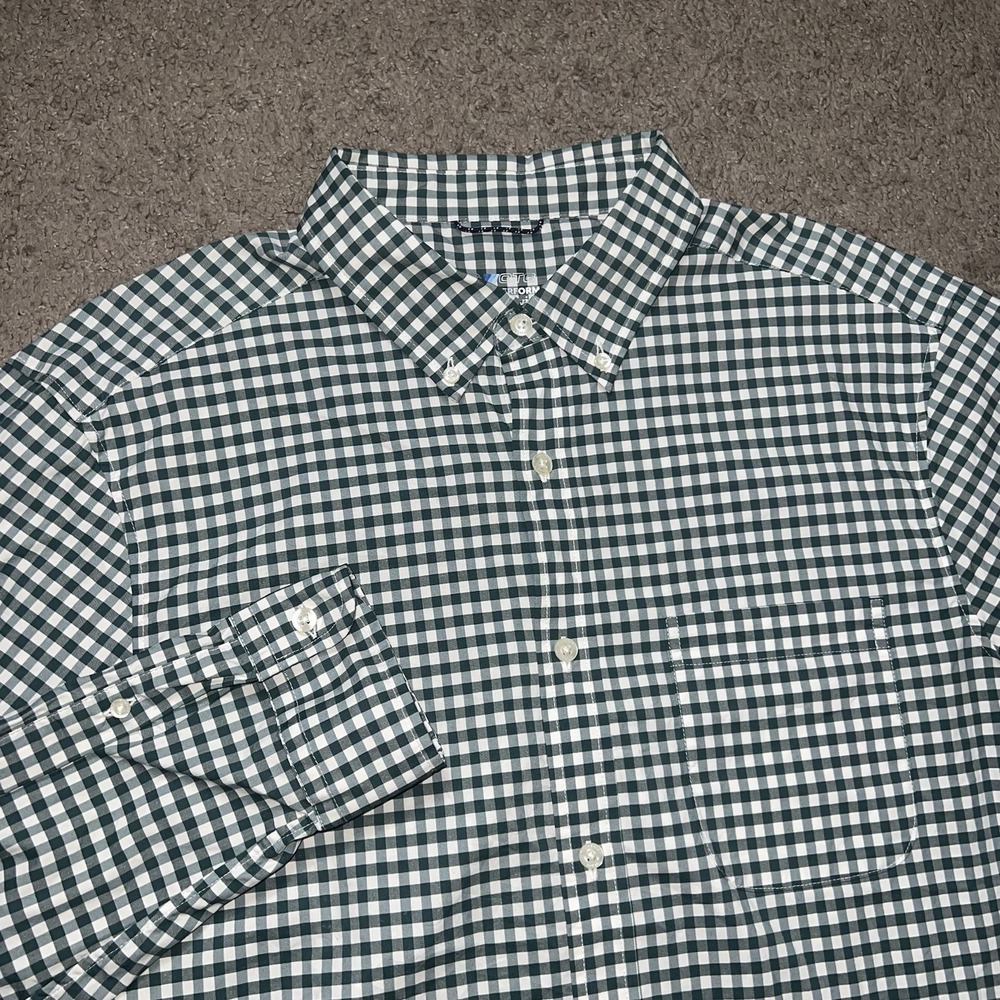 Vineyard Vines Mens On-The-Go Performance Gingham Shirt Green White Large brrr